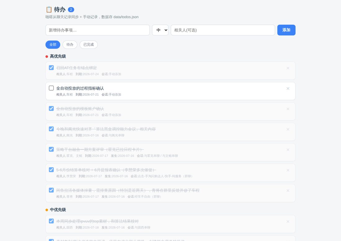 待办页